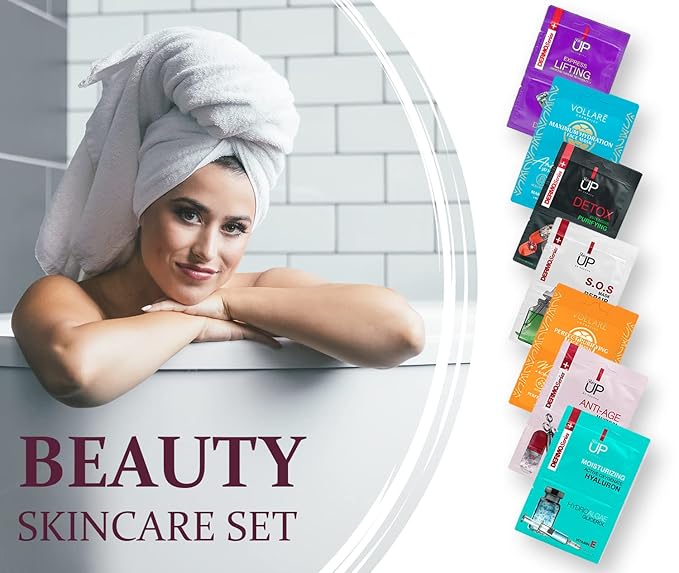 Face Mask Skin Care Collection (Pack of 7) - Skin Care Set of Face Masks Purifying, Hydrating & Soothing - Facial Masks Beauty Pack for All Skin Types, 2 x 5 ml each