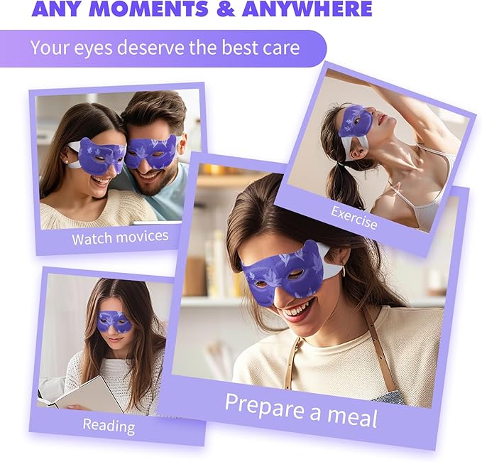18 Packs Steam Eye Mask for Dry Eyes Eye Self Heating Mask Disposable SPA Warm Eye Compress Sleep Mask Womens Gifts for Christmas (Lavender-Hollow)