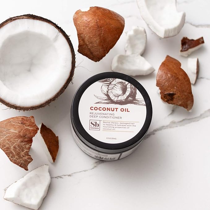 Soapbox Deep Conditioner, Hydrating & Rejuvenating Coconut Oil Treatment for Natural, Curly, Dry or Damaged Hair, Vegan Conditioner Harsh Sulfate, Paraben & Cruelty & Silicone Free, 12 Fl Oz