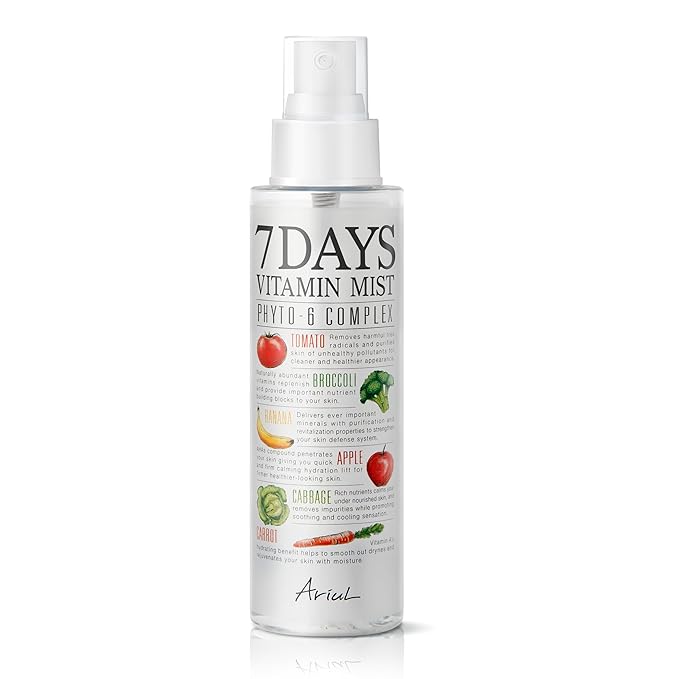 Ariul 7 Days Vitamin Mist - 3 in 1 Hydrating Face Mist, Makeup Setting Spray & Facial Toner – Perfect Makeup Finish Spray for Dewy Look - Natural Face Spray - Suitable for All Skin Types (5.07 Fl.Oz)