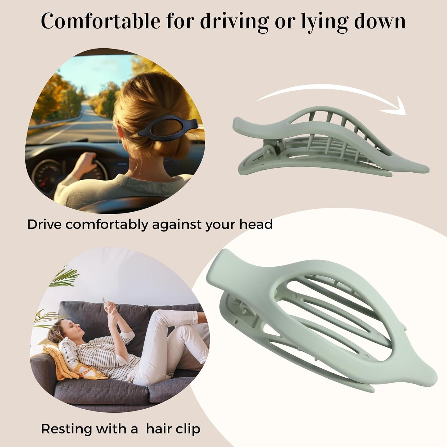 8 Pack Green Flat Hair Clips – Matte Large French Green Claw Clips for Women & Girls, No-Slip Strong Hold Gradient Barrettes for Thick or Thin Hair, Nature Inspired Cottagecore Look