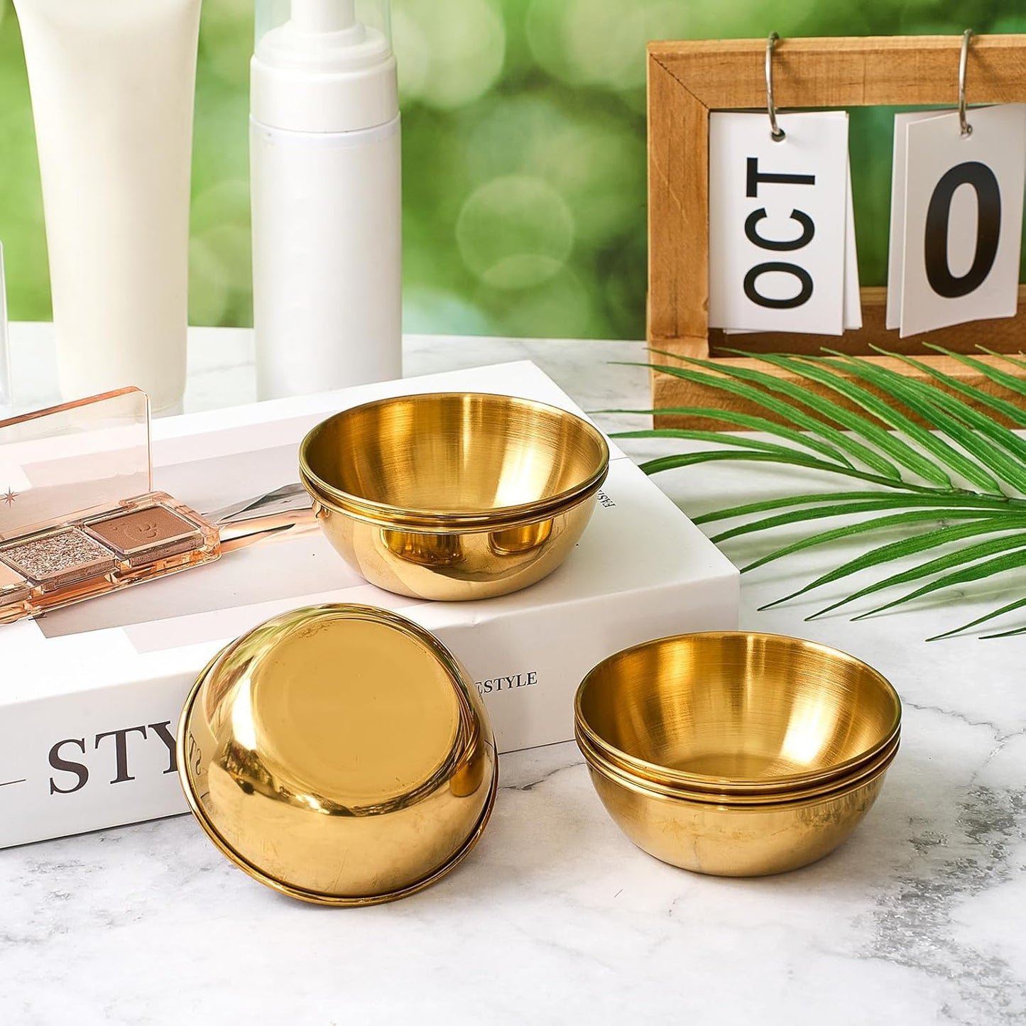 12 Pcs 3.5 In DIY Face Mask Mixing Bowl Stainless Steel Esthetician Facial Mask Bowl Facial Small Mixing Esthetician Supplies for Lady Women Skincare Home Salon Cosmetic Beauty (Gold)