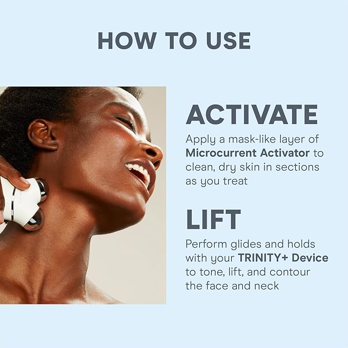 NuFACE TRINITY+ Microcurrent Facial Device, Wrinkle Reducer + Effective Lip & Eye Attachment - FDA Cleared Face Toning Device for Targeted Treatment + Microcurrent Gel Activator & Silk Creme