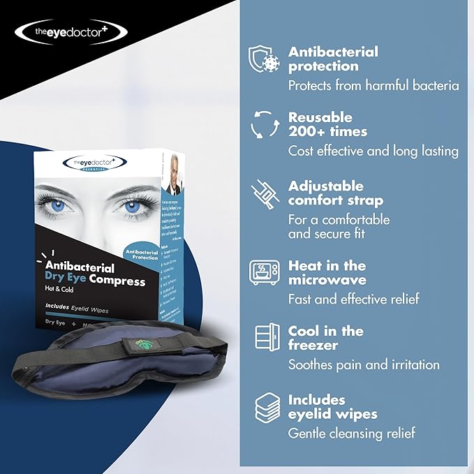 The Eye Doctor Hot Compress for Eye - Helps Dry Eye & Blepharitis - Reusable Eye Mask - Heated Eye Mask for Dry Eyes - Warm Compress for Dry Eyes - Heated Eye Mask for Stye