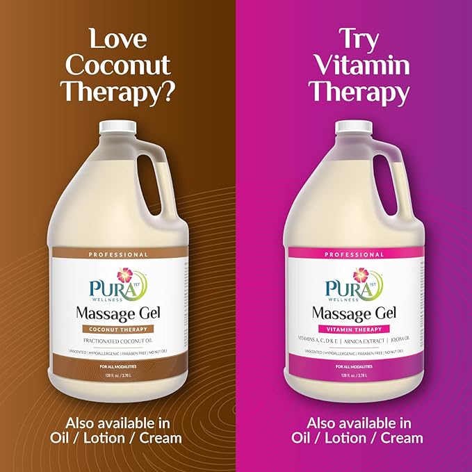 Coconut Therapy Massage Gel, Pura Wellness Massage Gel, Professional Deep Tissue Therapy, Coconut Massage, Massage Gel for Physical Therapy, Unscented Gel for Physical Therapy Recovery, 128oz