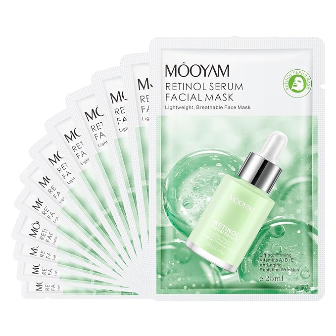 Face Masks Skincare, 12 Pack Retinol Serum Sheet Masks - Hydrating & Smoothing, Moisturizing & Nourishing for All Skin Types