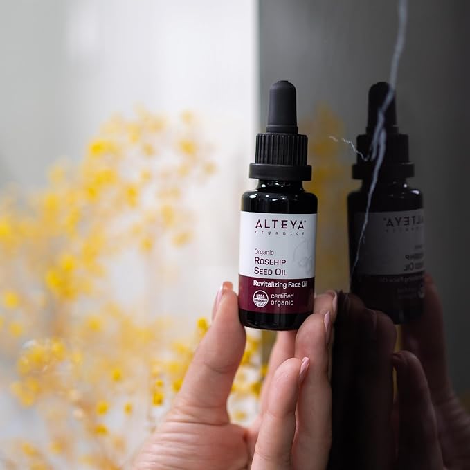 Alteya Rosehip Seed Oil USDA Certified Organic Face Oil, 2x1.7 Fl Oz Glass Bottles with Pipette, All-Natural Moisturizer