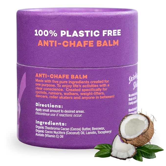 Stinkbug Naturals Organic Plastic Free Anti-Chafe Balm Tub, 100% Natural Ingredients, Aluminum Free Packaging, 2.5 Ounce Pack of 2