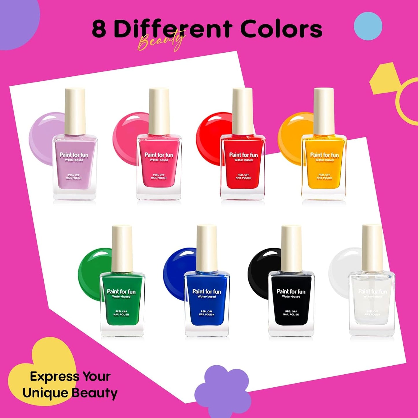 Tomons Nail Polish Set Non Toxic Kids Nail Polish Kit for Kids Ages 7-12, Birthday Gifts for 6 7 8 9 10 11 12 Year Girl, Glitter, Sequins, Stickers, Nail Art Kit Tools- 8 Colors