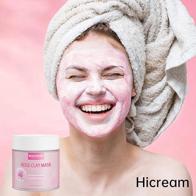 Rose Clay Facial Mask, Valentines Gifts for Women Her, Clay Mask Reduce the Blackheads, Pink Clay Mask with Kaolin and Collagen, Gentle Skincare for Women and men, Moisturizing 5.29 oz