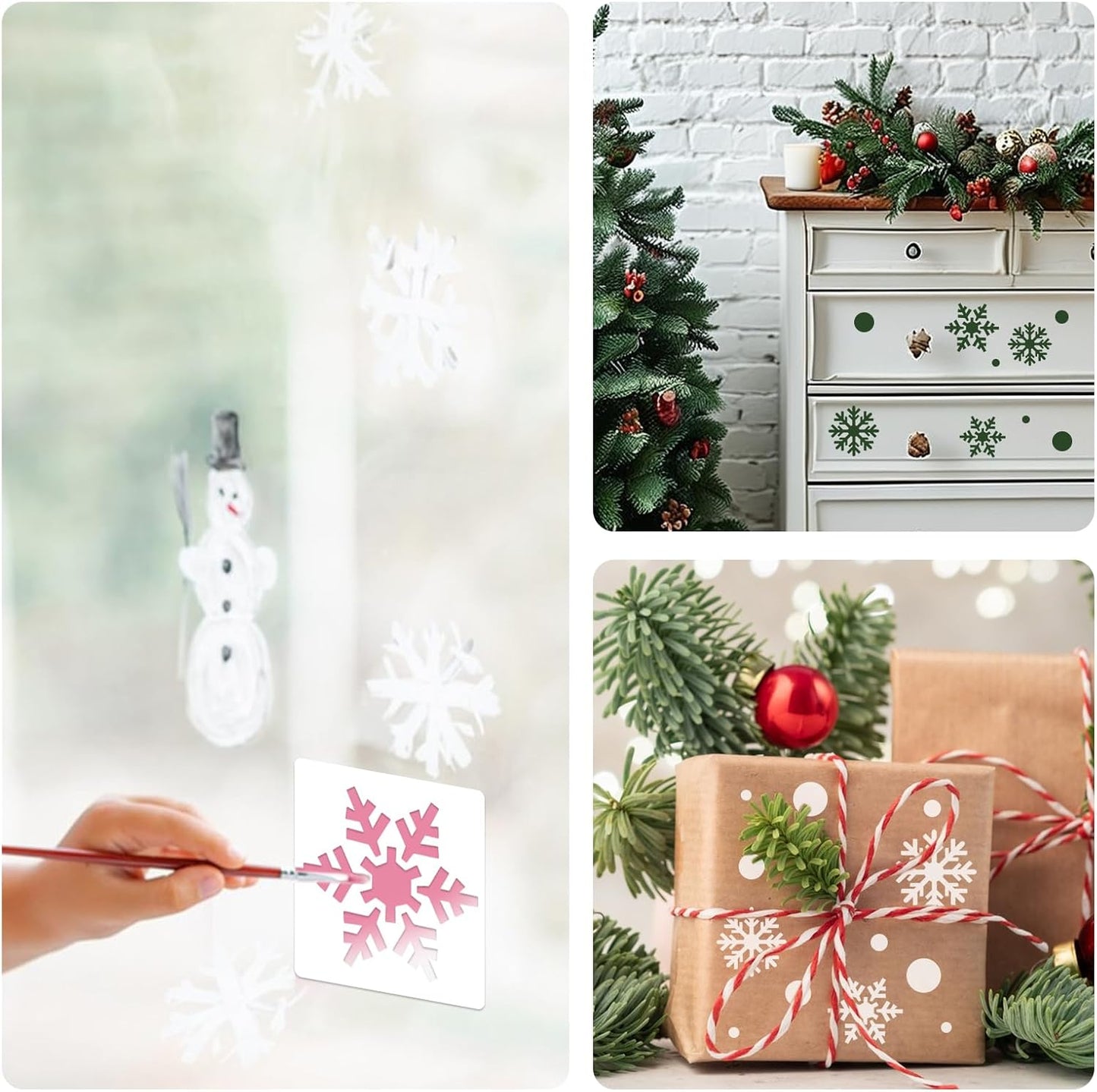 9 Pcs Large Snowflake Stencils for Window, Snow Flake Templates for Glass Large Snowflake Window Decorations Xmas Stencils Winter Decor for Painting on Wood Wall Card (Style 1)