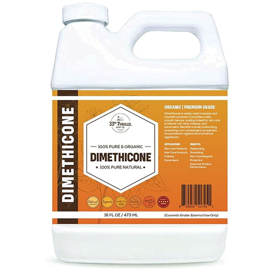 33rd Parallel | DIMETHICONE Oil (16 oz) 100% Pure, Cosmetic Grade | Widely Used in Moisturizers, Lotions, Primers, Foundations, Hair Products, Sunscreen, Wound Care | 16 Ounces