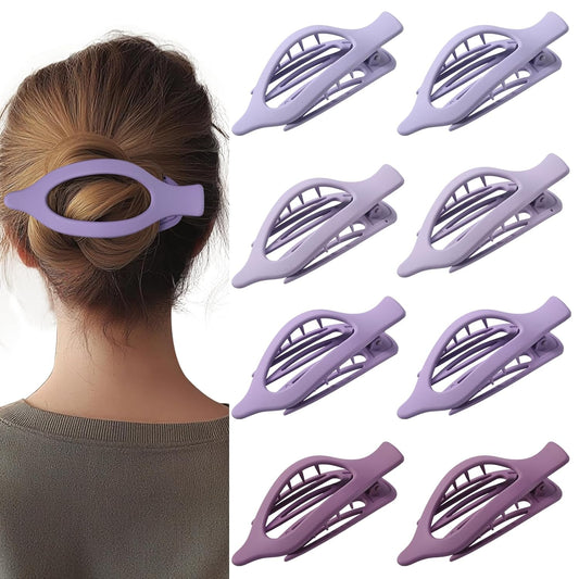8 Pack Purple Flat Hair Clips – Cute Matte French Purple Claw Clips for Girls & Teens, No-Slip Hair Accessories for Daily Use, Fun Kawaii Soft Girl Aesthetic