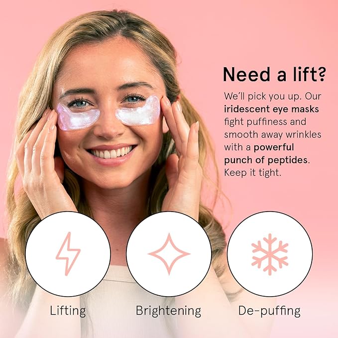 grace & stella Under Eye Patches with Peptides & Rice Extract - Firming Eye Masks for Dark Circles and Puffiness - Under Eye Mask for Firmer-Looking Skin - Vegan, Cruelty-Free (White, 6 Pairs)
