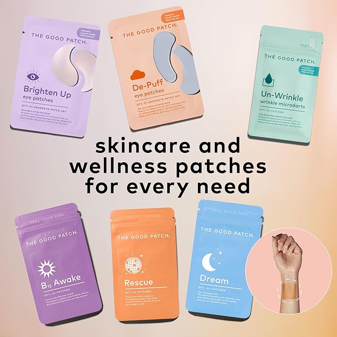 The Good Patch De-Puff Cooling Hydrogel Under Eye Patches for Puffy Eyes and Under Eye Bags, Made with Caffeine, Aloe Vera, Gotu Kola, Clinically Proven (18 Total Patch Sets)