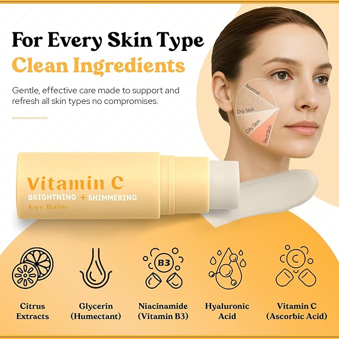 BellaBLISS Vitamin C Eye Balm Stick – Lightweight Under Eye Cream for Puffiness, Dark Circles & Wrinkles – Made in Korea – 0.35 oz / 10 g – Pack of 1
