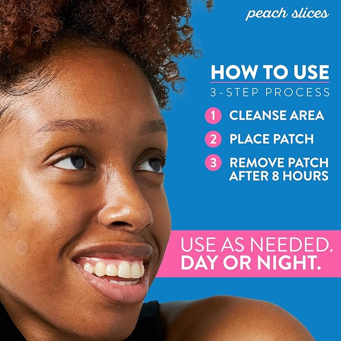 Peach Slices | Acne Spot Dots | Hydrocolloid Acne Patches | For Zits, Blemishes, & Breakouts | Vegan | Cruelty-Free | Pimple Patches | Facial Skin Care Products | 3 Sizes (7mm, 10mm, & 12mm) | 60 Ct
