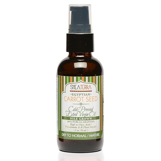 Shea Terra Egyptian Carrot Seed Cold-Pressed Extra Virgin Oil | Nutrient Rich, All Natural & Organic Oil with Anti-Aging Vitamin A, E and Beta-Carotene for Maturing and Damaged Skin Types – 2 oz