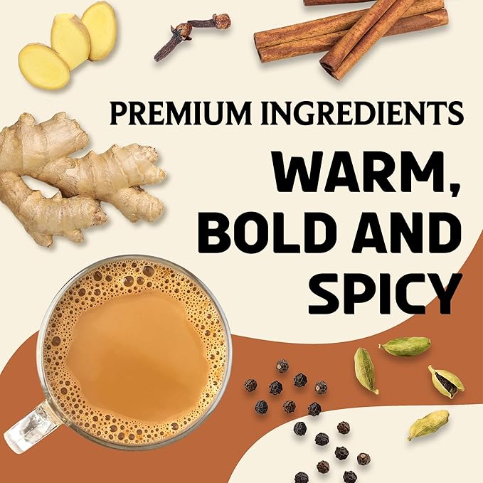 BREWIX, Masala Chai Tea Loose Leaf CTC TEA (50+ Cups, 3.53oz/100g) Strong Robust & Aromatic, All Natural | Blended with Exotic Spices | Ginger, Cinnamon, Cardamom, Clove & Black Pepper