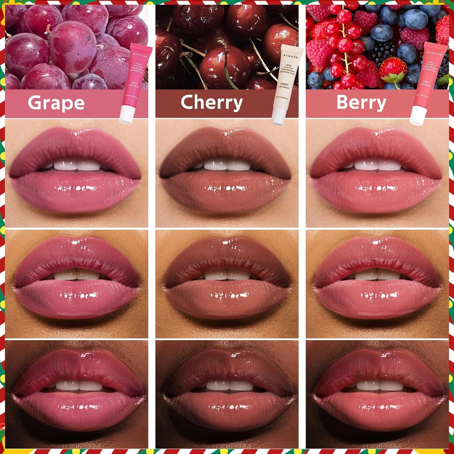 KIMUSE 3 Pack Tinted Lip Butter Hydration Balm, Hydrating Lip Treatment with Hyaluronic Acid & Vitamin E, Tinted Lip Balm for Instant Moisture, Shine & Hydration, Supple Lips, Vegan & Cruelty-Free