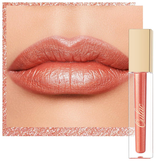 Oulac Orange Lip Gloss Metallic Shine Lipstick for Women, Dual Use for Lips & Eyeshadow, Long Lasting Waterproof, High Impact Lip Color, Oil-Based Formula, Vegan, 4.5ml, MD03