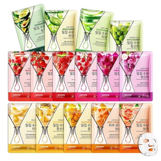 15PCS Hydrating Facial Sheet Mask,Moisturizing Face Masks Skincare Gift Set,Long Lasting Face Mask Skin Care & Facial Mask Kit for All Skin Types 15