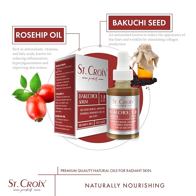 Premium Grade Bakuchiol Facial Oil Serum with Vitamins C & E - Odorless Oil-Based Anti-Aging Serum for Face & Body - Hydrating Retinol Alternative - 1 oz