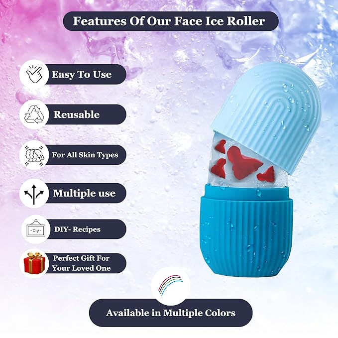 Ice Roller for Face, Eyes & Neck – Reusable Silicone Ice Mold for De-Puffing, Skin Care & Facial Massage (Green)