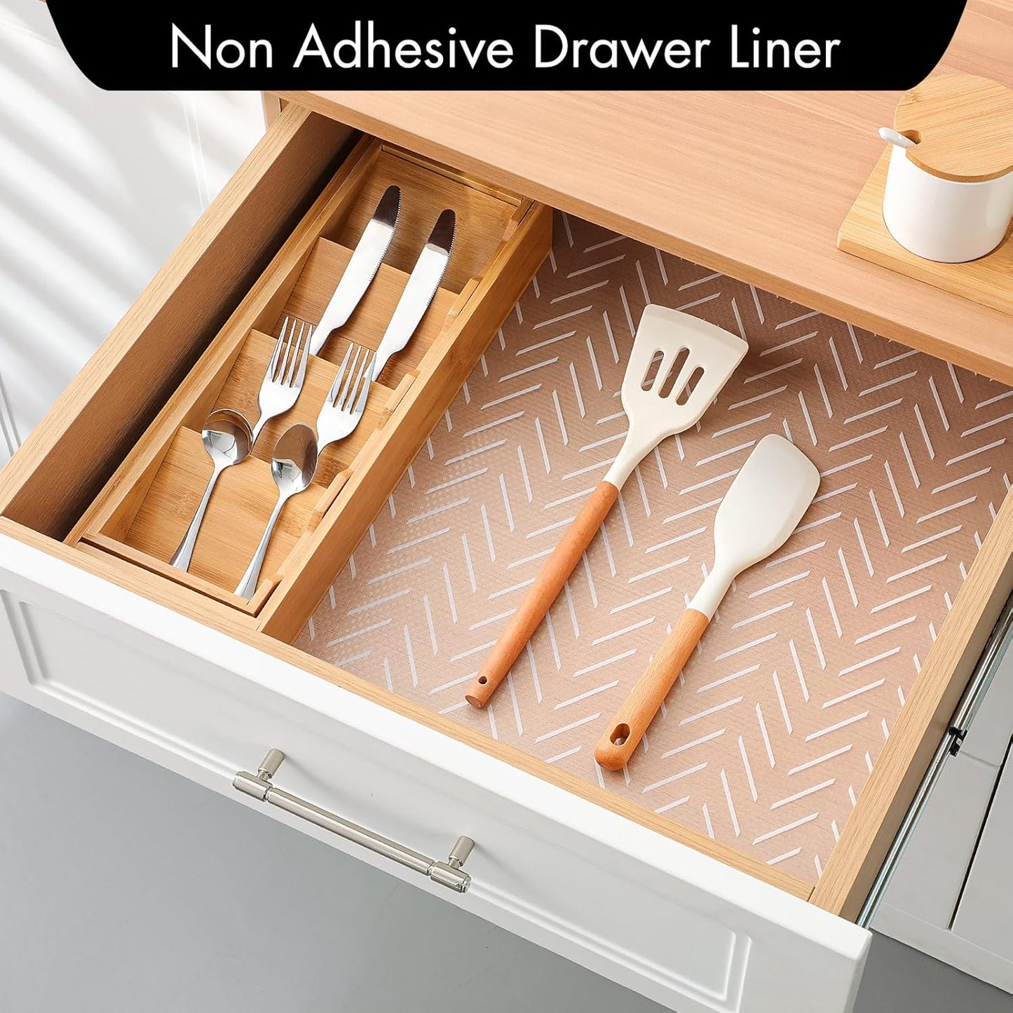 Cooyes Shelf and Drawer Liner for Kitchen Cabinets – Non-Adhesive, Waterproof, Non-Slip Cabinet Liners for Scratch Protection, Desk, Refrigerator, Shelves, Drawers with Modern Pattern