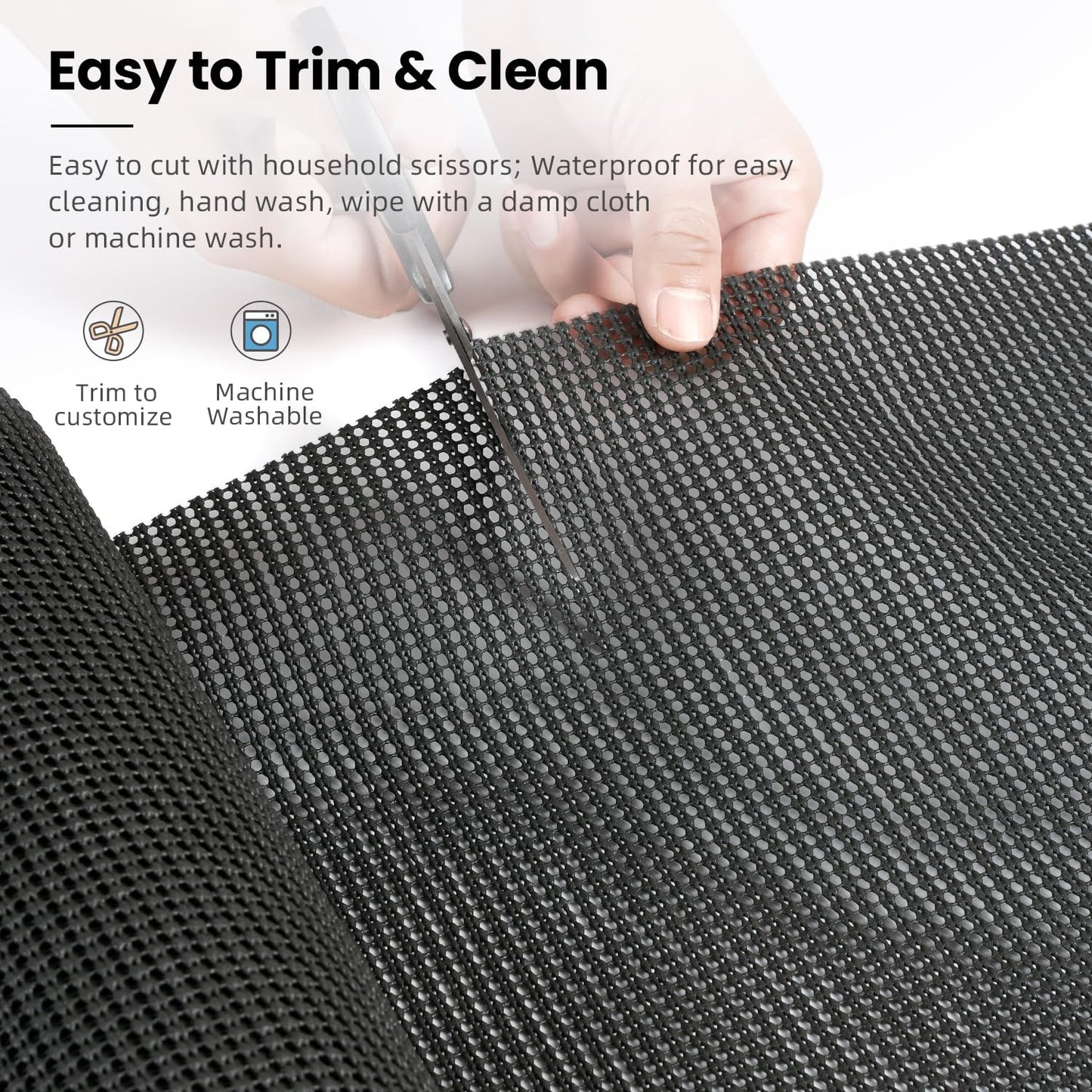 BAGAIL Drawer and Shelf Liner, 12 in X 10 Ft Non-Adhesive Shelf Liners for Kitchen Cabinets, Thick Strong Grip Liners for Desk, Shelves, Bathroom Drawers, Cabinet Protection - Charcoal