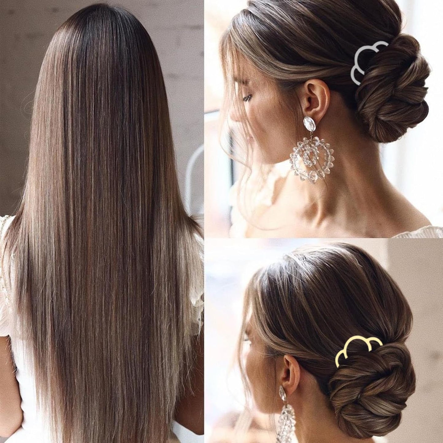 10 Pieces Hair Side Combs Metal Fork Clip French Twist Comb Updo Stick, U-Shape Teeth Styling Tools Messy Bun Maker Vintage Hairstyle Hair Pins Hair Accessories (muticolor)