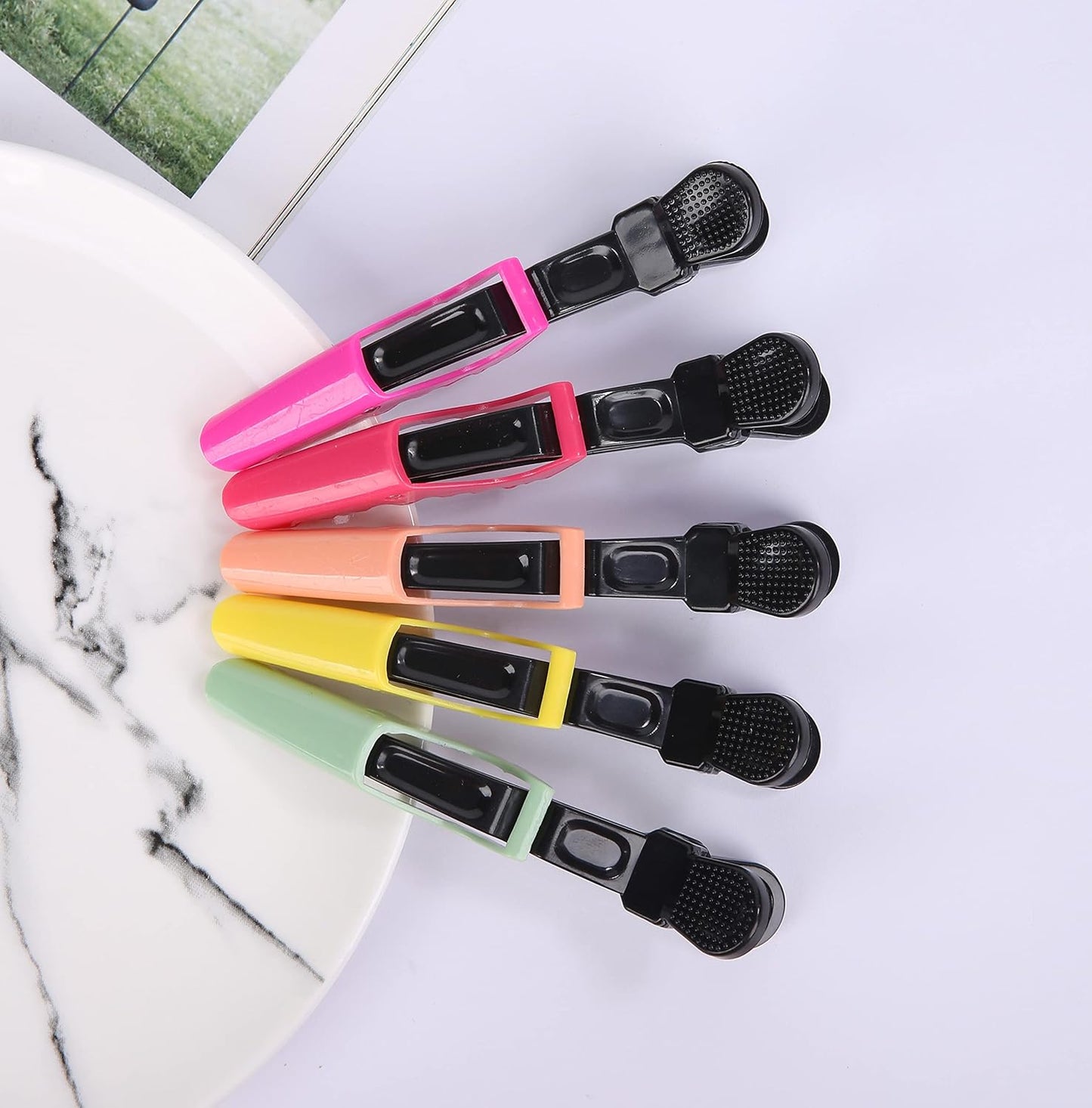 HH&LL Hair Clips for Women – Wide Teeth & Double-Hinged Design – Alligator Styling Sectioning Clips of Professional Hair Salon Quality - 10Pack (RROYG)