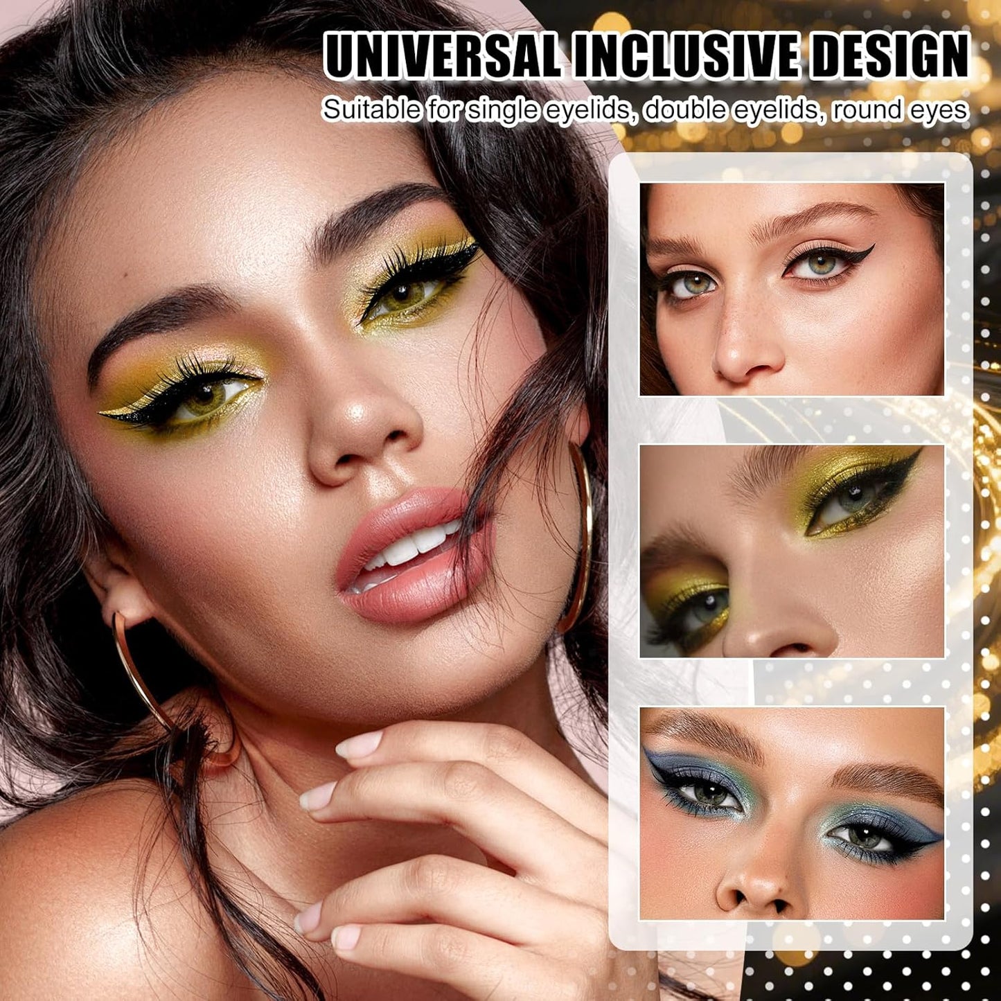 4 Pairs Lazy Eye Shadow Eyelash Patch, New Reusable Adhesive Eyelashes, Lazy Eyeshadow Fast Eye Makeup Stickers, Natural Waterproof Eyelashes Makeup Stickers for Party, Prom (Black)