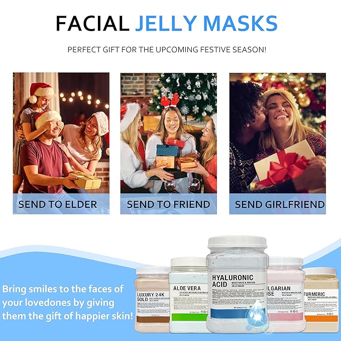 Jelly Mask Powder for Facials,Hyalorunic Acid Moisturizing Jelly Face Mask,Tea Tree Jelly Face Mask,Face Masks with Double-ended Silicone Brush, 23 Fl Oz