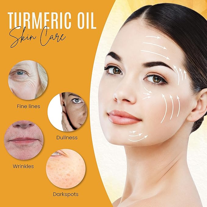 Turmeric Oil with Facial Cleanser Bundle – Organic Moisturizer for Acne, Dark Spots, Anti-Aging, & Hydration + Exfoliating Cleanser for Acne Scars & Skin Discoloration (2 FL OZ + 5 OZ)