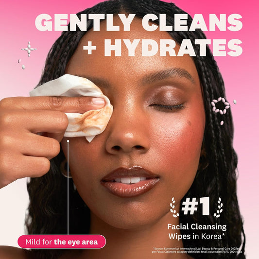 The Face Shop Rice Water Bright Makeup Remover Wipes for Face with Rice Extract, Brightening, Moisturizing, Infused with Cleansing Milk, Vegan Disposable Cleansing Facial Wipes, Korean Skin Care