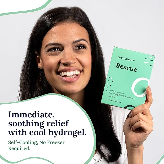 Rescue: Hydrogel Self Cooling Compress | Cold Eye Masks for Puffy Eyes | Self Cooling Eye Compress for Fast Relief | Travel Ready | 6 Count | FSA & HSA Eligible