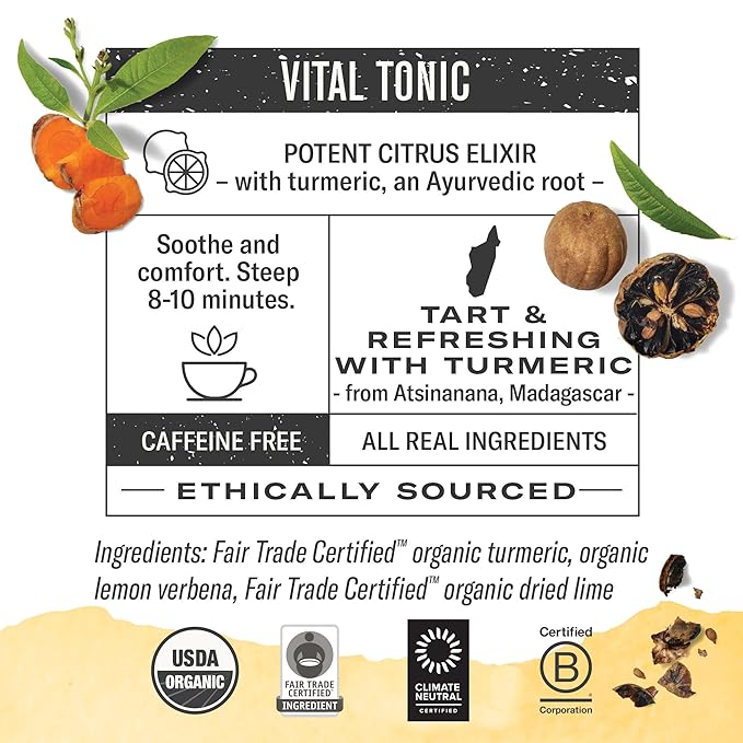 Numi Organic Golden Tonic Turmeric Tea, 15 Tea Bags (Pack of 3) With Lemon Verbena & Lime, Caffeine Free, Packaging May Vary