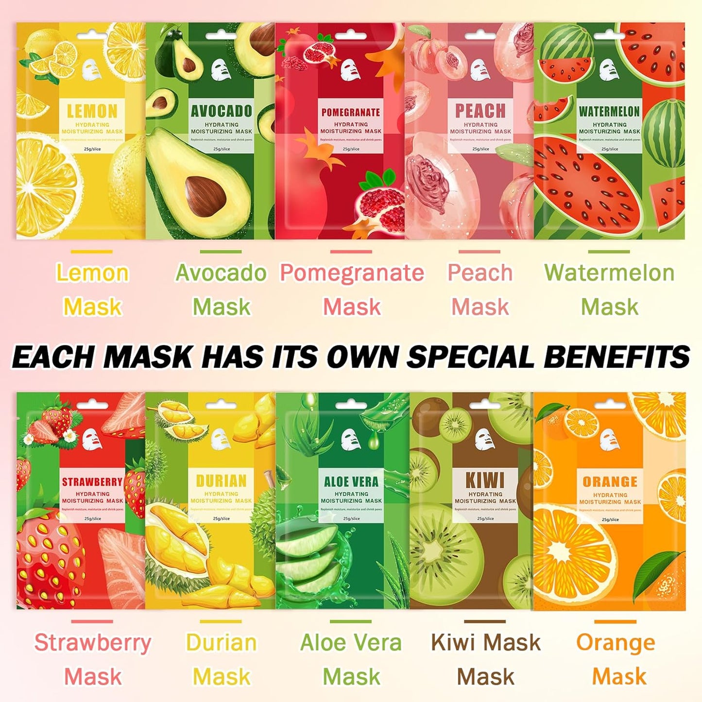 10PCS Hydrating Facial Sheet Mask,Moisturizing Face Masks Skincare Gift Set,Long Lasting Face Mask Skin Care & Facial Mask Kit for All Skin Types 05