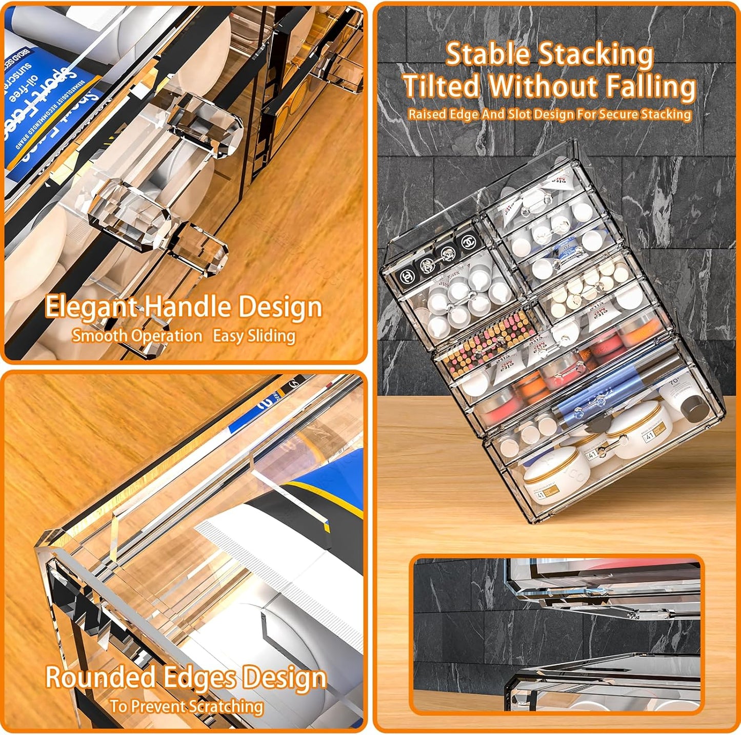 Small Make up Organizers and Storage with 4 Drawers,Clear Skincare Organizers,Cosmetic Storage for Dresser Top Organizer,Bathroom,Vanity,Countertop Makeup Organizers for Skin Care and Beauty Organizer