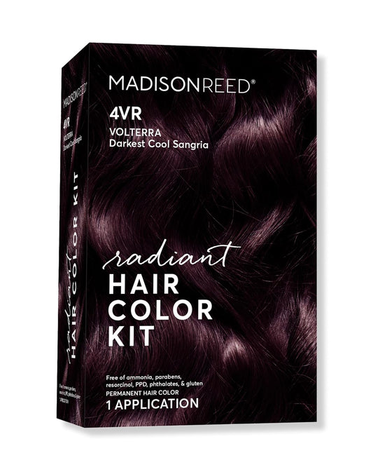 Madison Reed Radiant Hair Color Kit | 4VR Darkest Cool Sangria (Volterra Amethyst) for 100% Gray Hair Coverage | Salon Quality Permanent Hair Dye | PPD-Free & Ammonia-Free | (Packaging Varies) 1 Pack