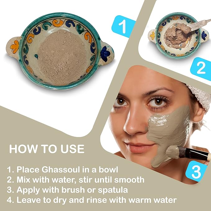 Zakia's Morocco Moroccan Rhassoul Clay Mask (Rose Scented) - Organic Natural Facial Clay and Skin Care Treatment - Anti-aging Mud Mask Heals Dry & Oily Skin, Acne, Eczema & Psoriasis - 8 Oz