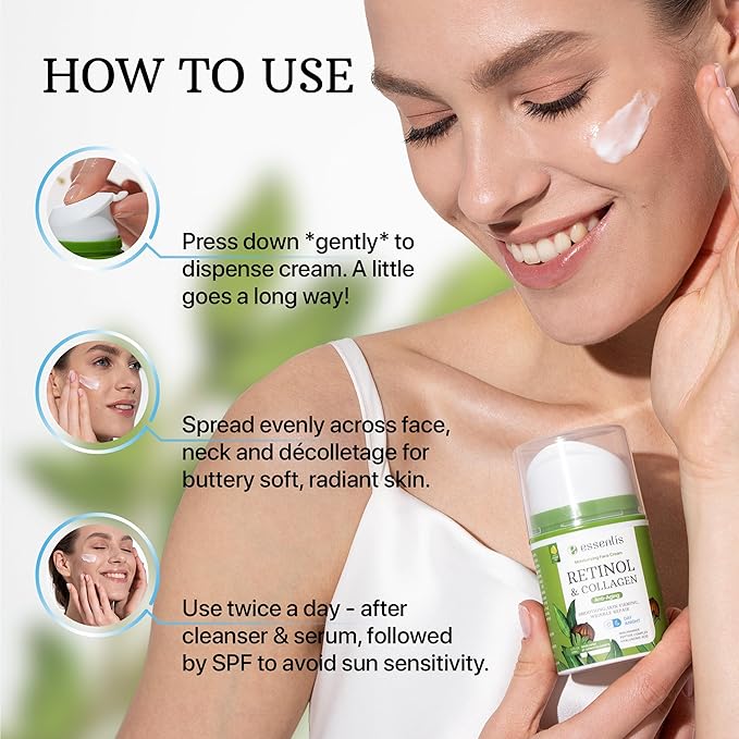 Retinol Cream for Day and Night, Anti Aging Face Moisturizer 1.7 Fl Oz, Collagen and Peptides Formula for All Skin Types