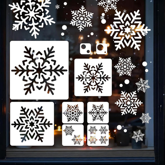 9 Pcs Large Snowflake Stencils for Window, Snow Flake Templates for Glass Large Snowflake Window Decorations Xmas Stencils Winter Decor for Painting on Wood Wall Card (Style 2)