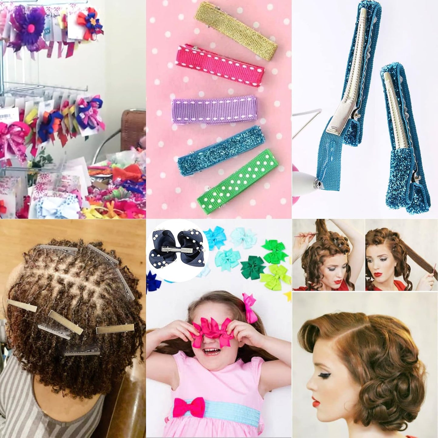 60Pcs Alligator Hair Bows & Clips for Crafts (7.5cm/ 3"), Gator Metal Clip, Hairdresser Supplies for DIY Bow Making, Large Plain Clips for Dreadlock Dreads Retwist 3"