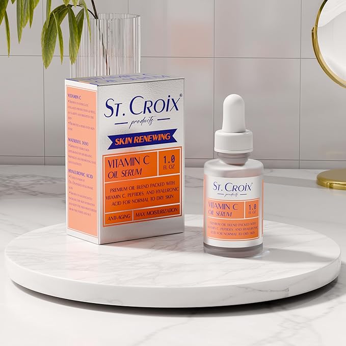 Vitamin C Brightening Facial Oil for Aging and Dry Skin with Matrixyl 3000 & Hyaluronic Acid