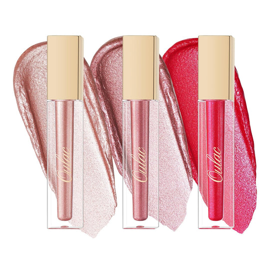 Oulac Metallic Shine Liquid Lipstick Set for Women, Dual Use for Lips & Eyeshadow, Long Lasting Lip Gloss, Metallic Matte High Impact Lip Color No Transfer Vegan Formula, 4.5ml, MD01+04+07