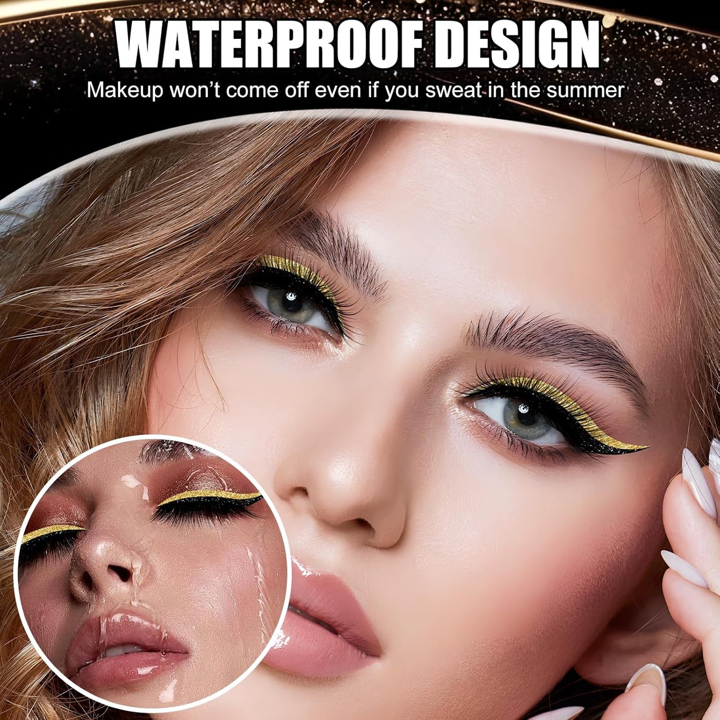 4 Pairs Lazy Eye Shadow Eyelash Patch, New Reusable Adhesive Eyelashes, Lazy Eyeshadow Fast Eye Makeup Stickers, Natural Waterproof Eyelashes Makeup Stickers for Party, Prom (Black)