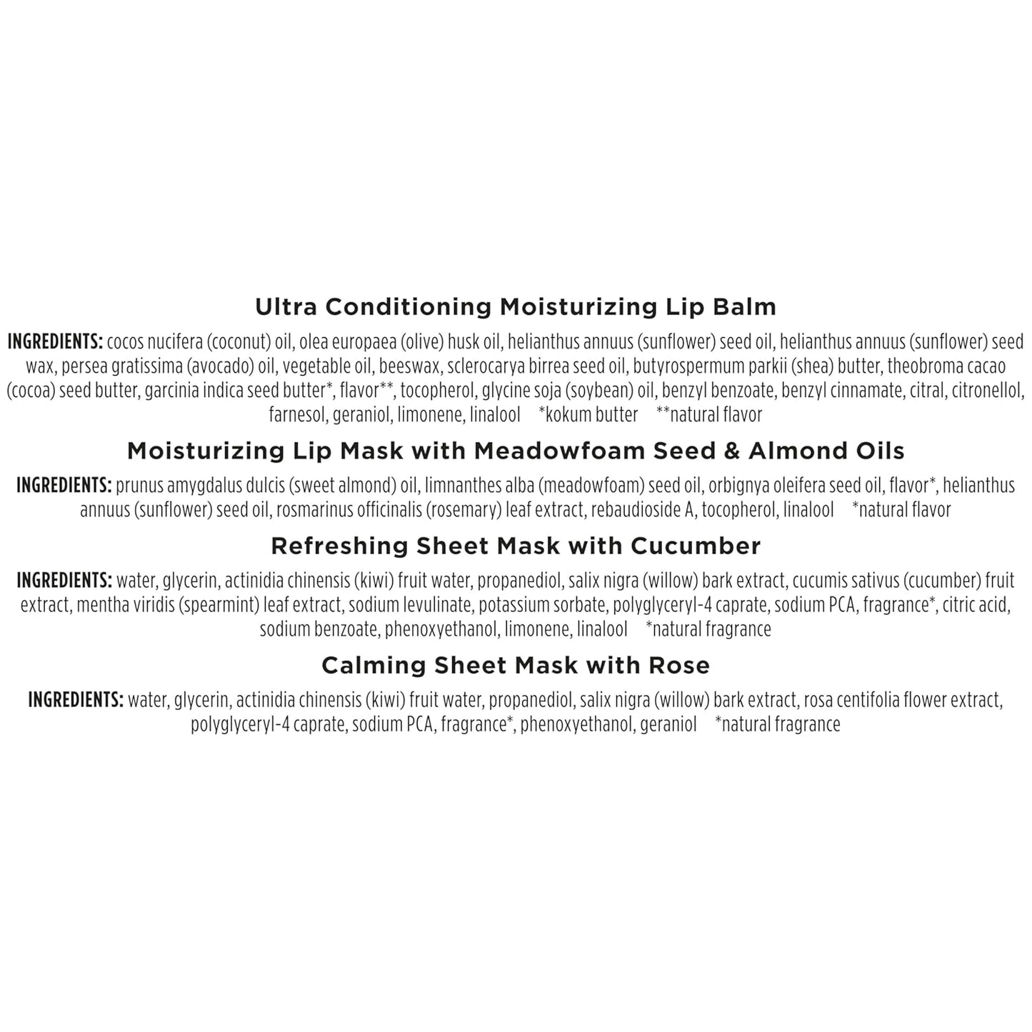 Burt’s Bees Mask Bundle Gift Set; , Ultra Conditioning Lip Balm and Moisturizing Lip, Refreshing Sheet and Calming Sheet Masks; Festive Packaging; 1 Gift Set (Pack of 6)