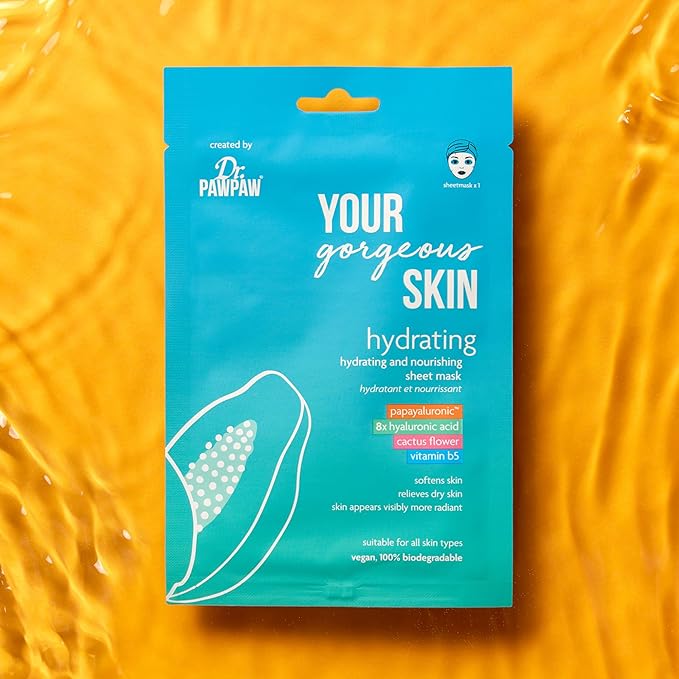 Dr. PawPaw Face Sheet Masks - Nourishing and Moisturizing Face Mask Sheet - Hydrating Sheet Face Masks with Cactus Flower and Vitamin B5-0.84 oz